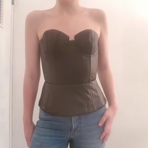 Alice and Olivia Leather and Lace Bustier